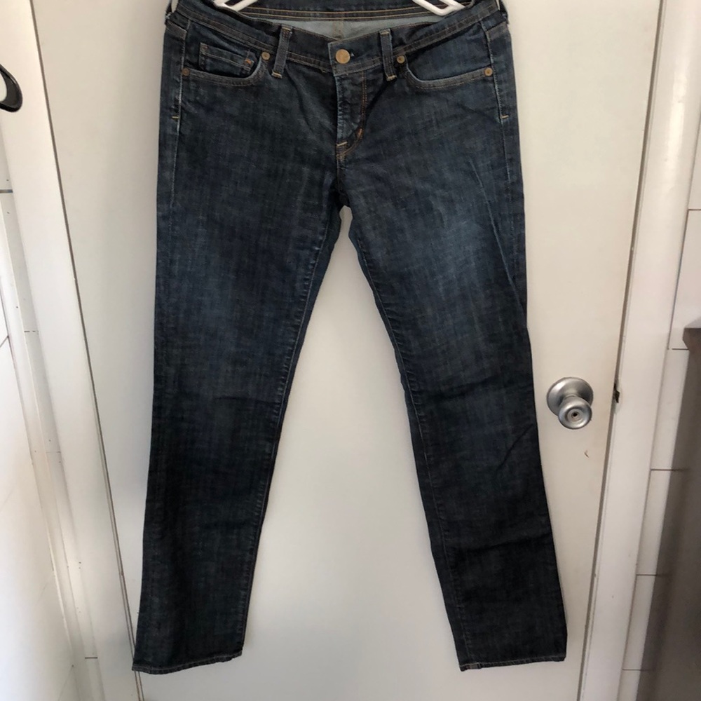 Low waist straight leg jeans.